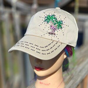 Ladies Khaki Palm Tree BLING Hat NEW